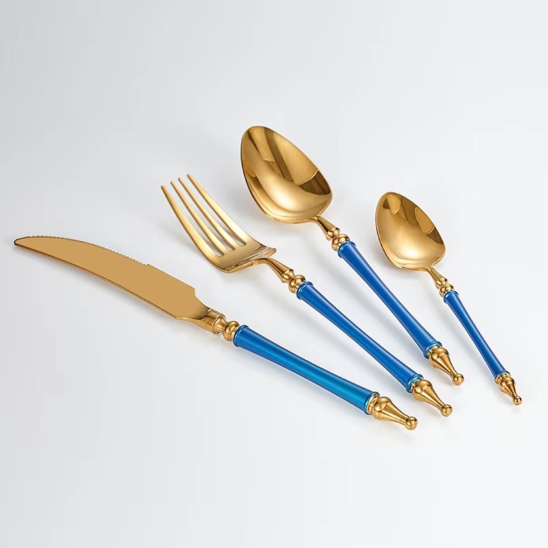 Stainless steel silverware set for hotel and restaurant table settings

