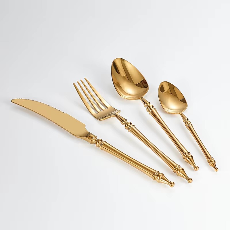Stainless steel silverware set for hotel and restaurant table settings


