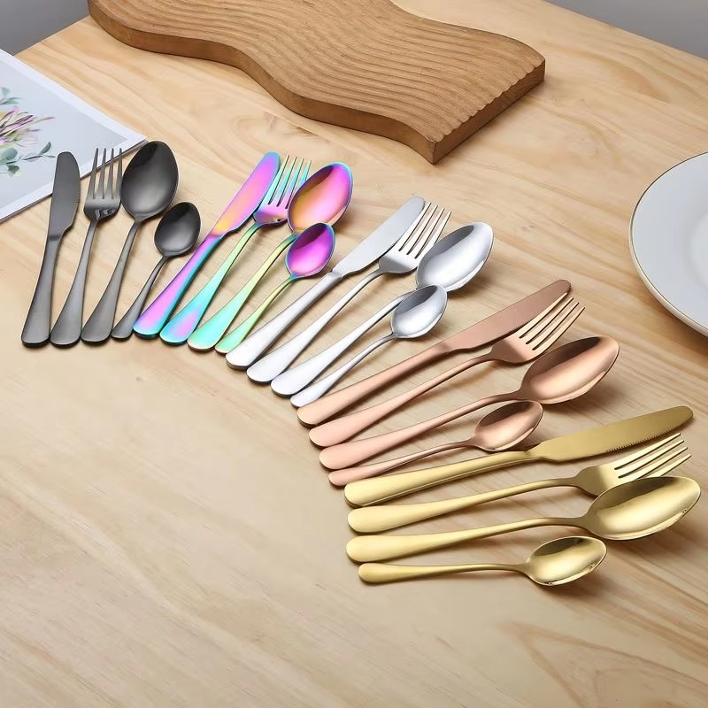 Stainless steel fork and knife cutlery set for hotel and party dining

