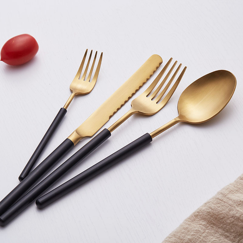 Wedding cutlery set with knife, fork, and spoon in polished stainless steel finish

