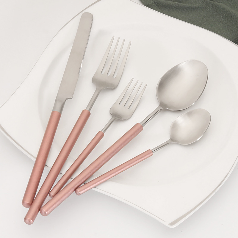 Wedding cutlery set with knife, fork, and spoon in polished stainless steel finish

