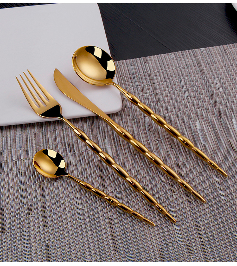 Luxury European-style gold stainless steel cutlery set for wedding gifting