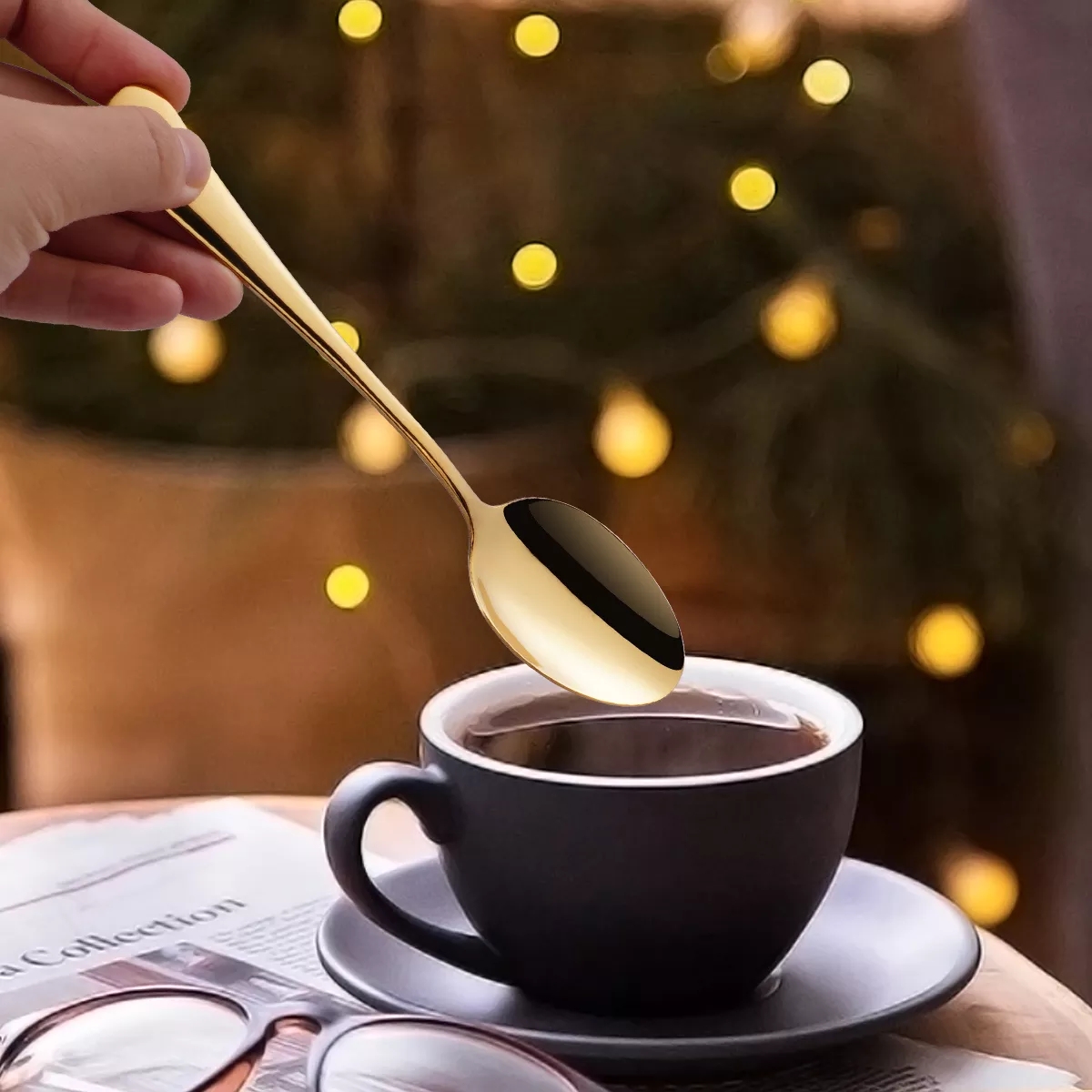 Luxury European-style gold stainless steel cutlery set for wedding gifting