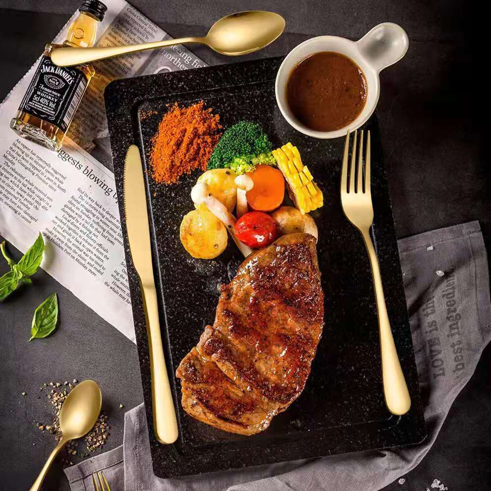 Luxury European-style gold stainless steel cutlery set for wedding gifting