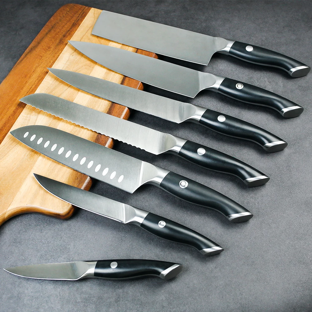  Stainless Steel Kitchen Knife Set with Chef, Slicing, Utility, and Paring Knives


