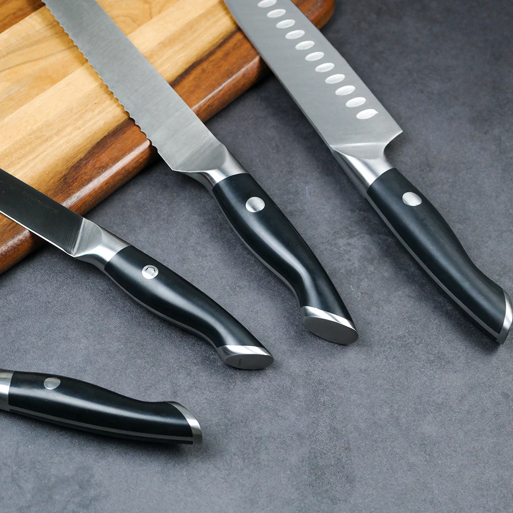 Stainless Steel Kitchen Knife Set with Chef, Slicing, Utility, and Paring Knives

