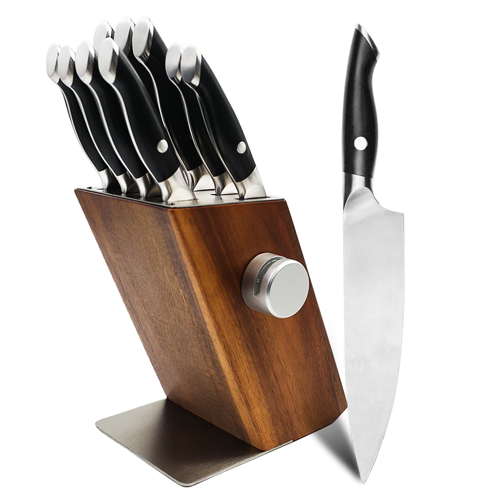  Stainless Steel Kitchen Knife Set with Chef, Slicing, Utility, and Paring Knives

