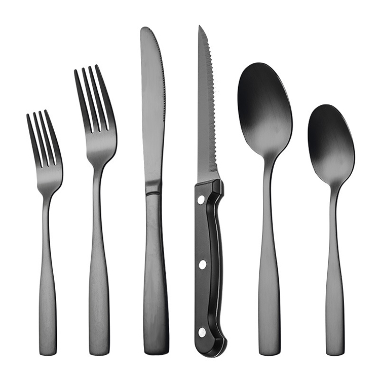 Fashionable gold stainless steel silverware set with modern flatware design

