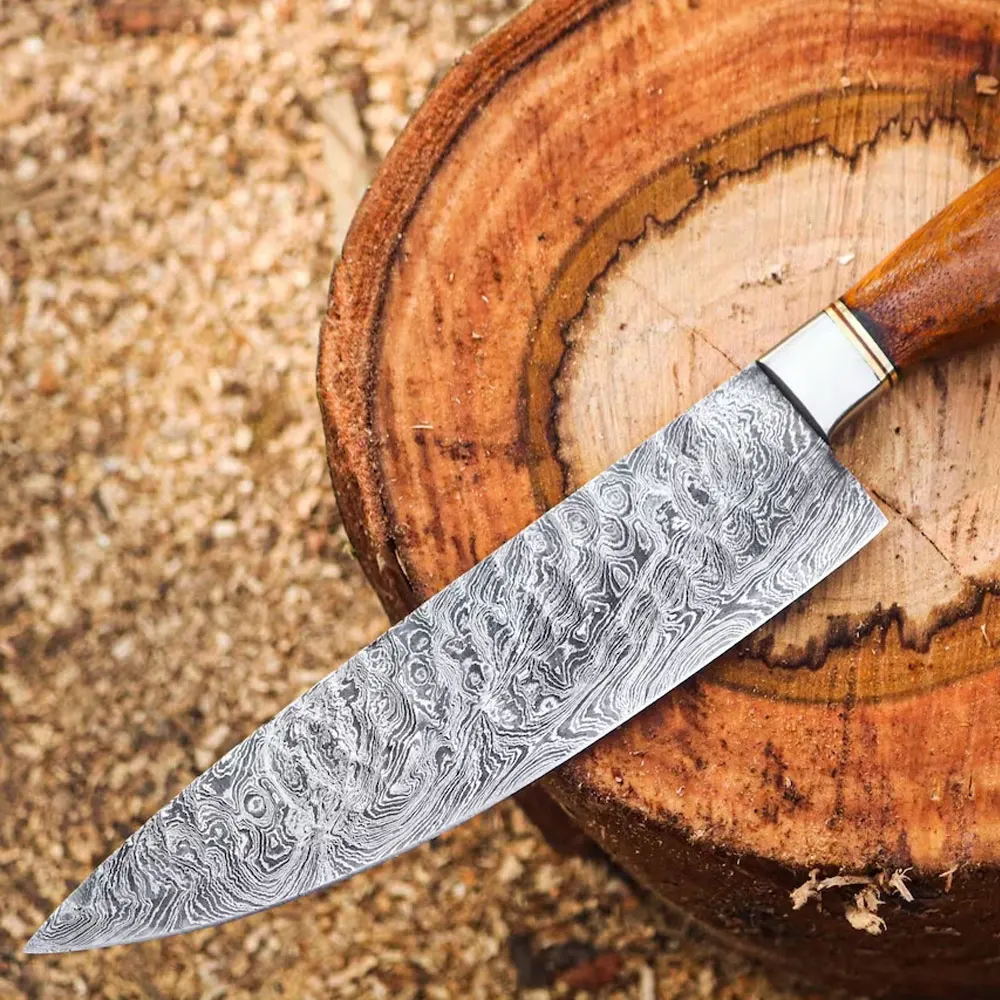 Damascus Steel Chef Knife Set with Ergonomic Handles