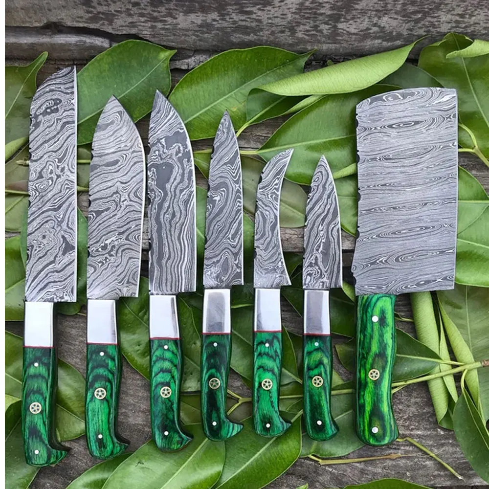 Fixed Blade Damascus Steel Knife with Wooden Handle