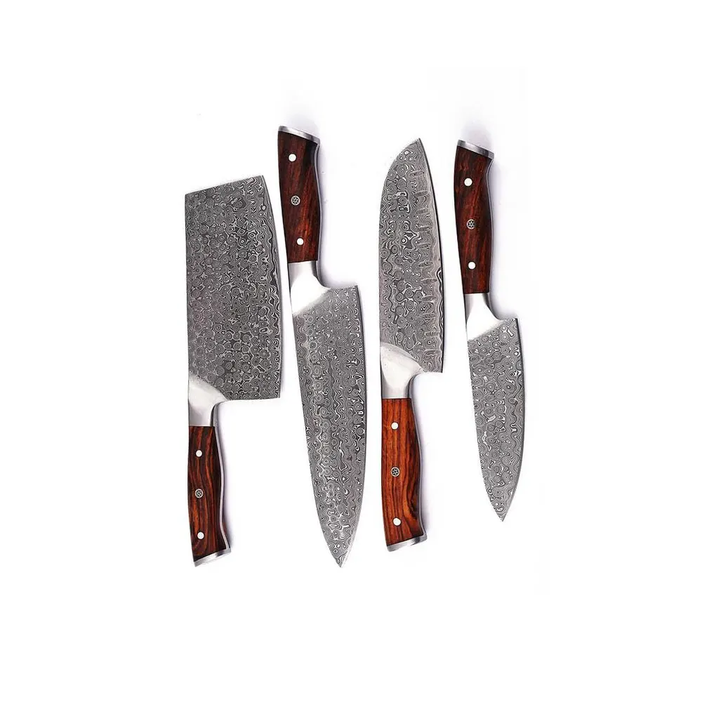 Custom Damascus Steel Knife with Raindrop Pattern