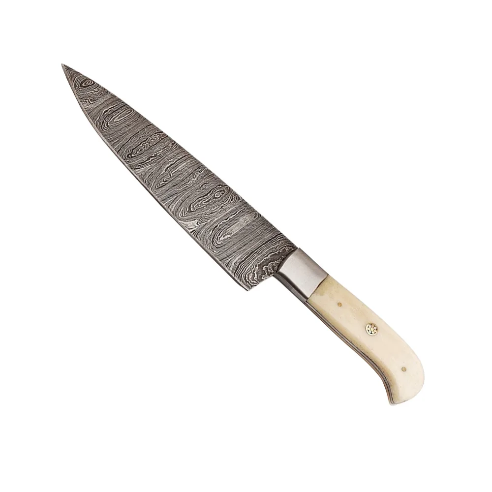 Custom Damascus Steel Knife with Raindrop Pattern