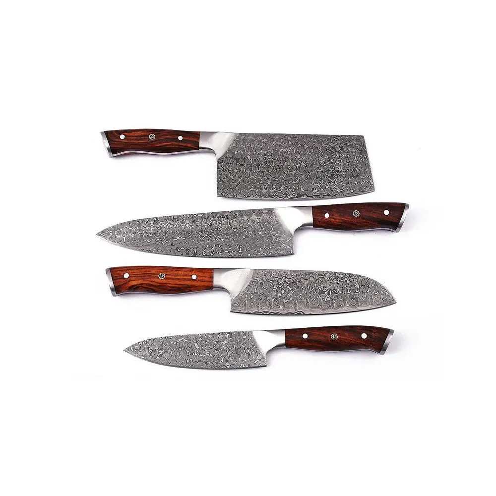 Custom Damascus Steel Knife with Raindrop Pattern