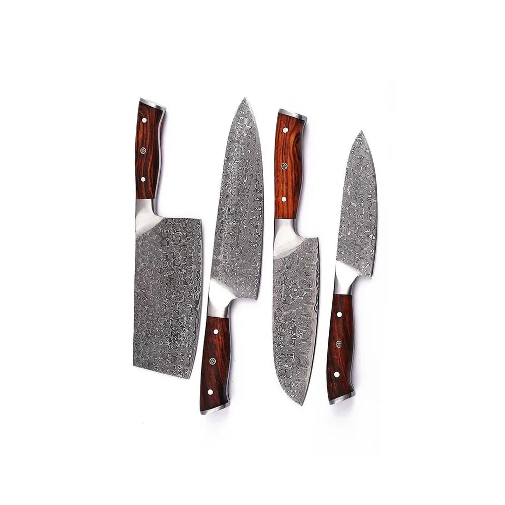 Custom Damascus Steel Knife with Raindrop Pattern