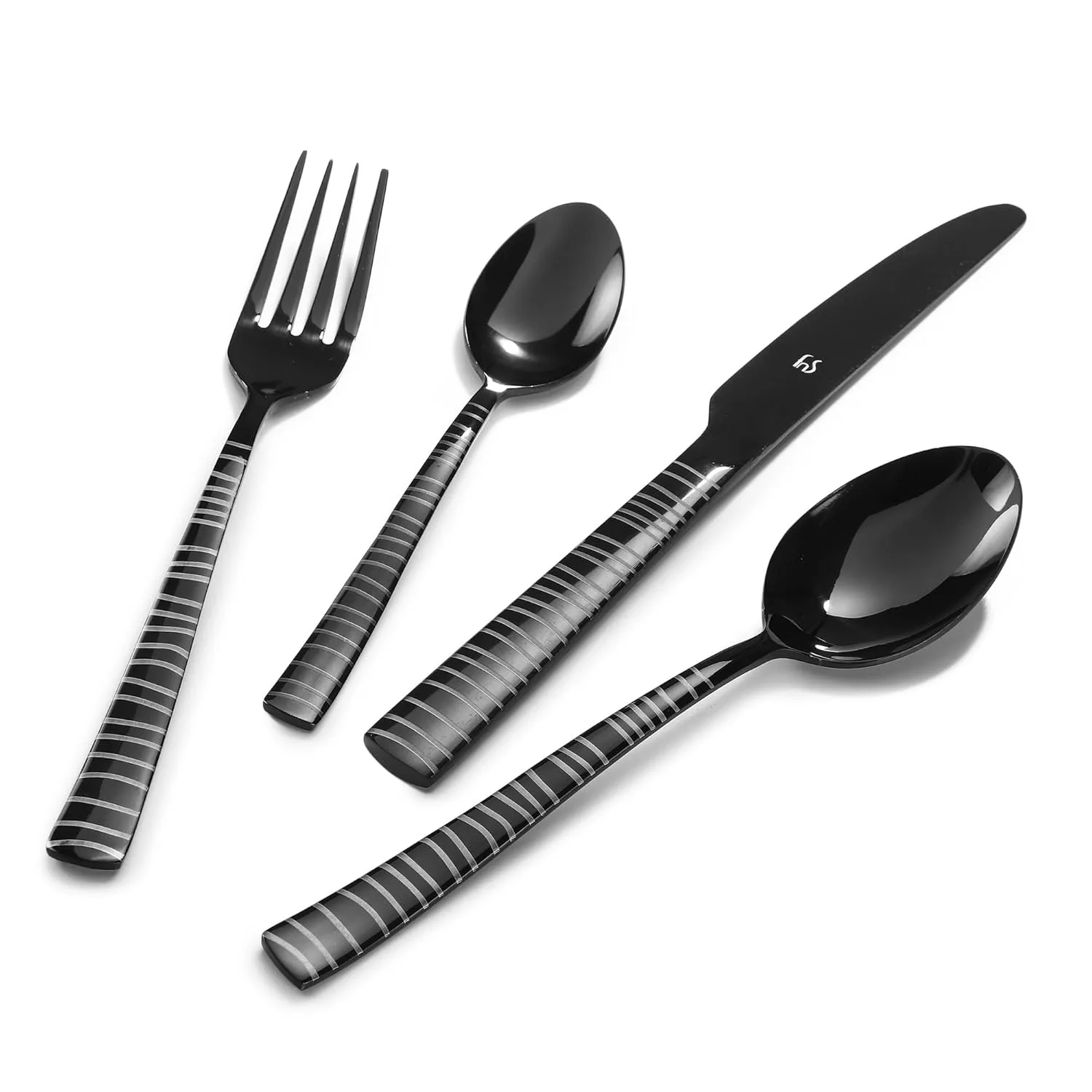 Black Stainless Steel Enamel Cutlery Set – Durable Flatware
