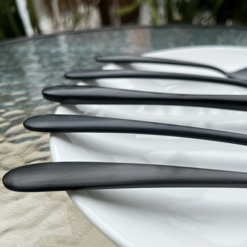 Black Stainless Steel Enamel Cutlery Set – Durable Flatware