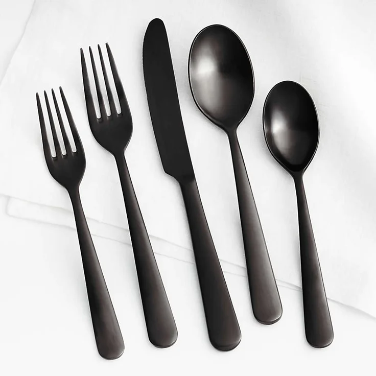 Black Stainless Steel Enamel Cutlery Set – Durable Flatware
