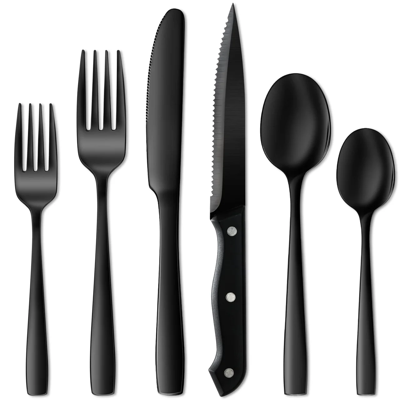 Black Stainless Steel Enamel Cutlery Set – Durable Flatware