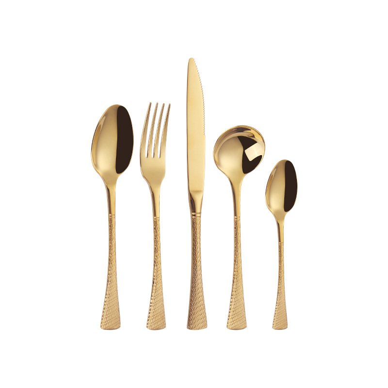 Premium gold stainless steel cutlery set for restaurant and home use

