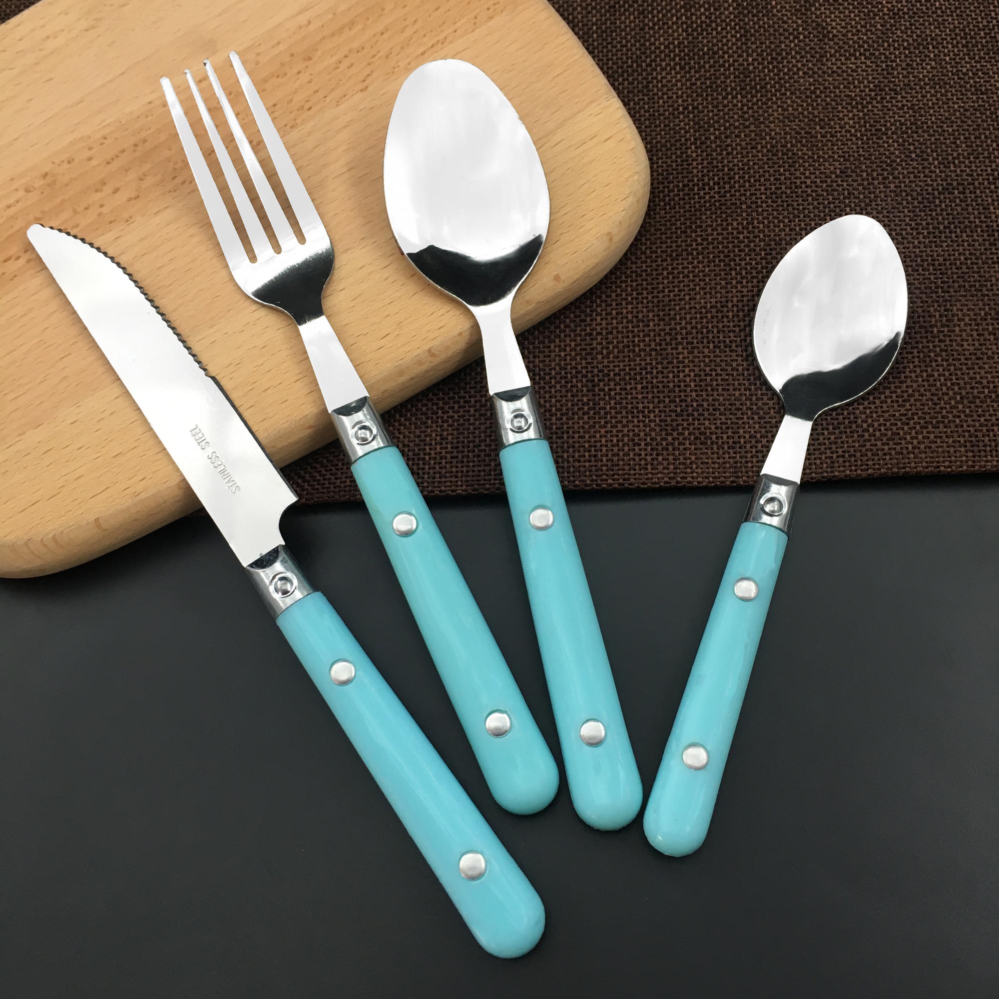 Stainless steel fork and spoon set with modern ergonomic design

