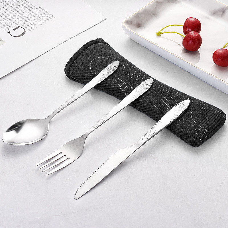 Stainless steel fork and spoon set with modern ergonomic design

