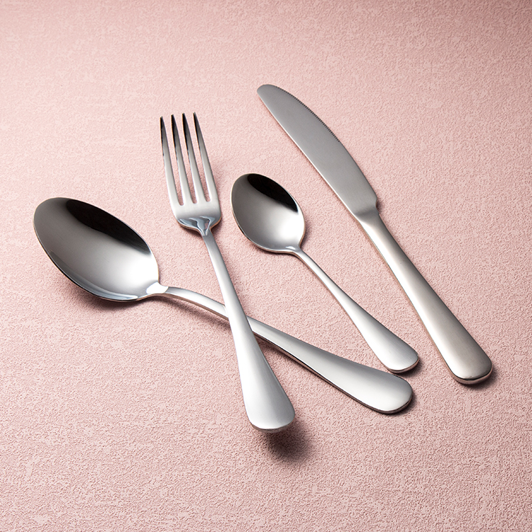 Luxury mirror-polished stainless steel cutlery set with elegant classic design

