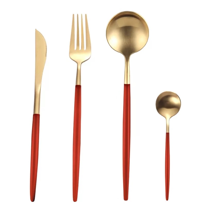 Capitol building-inspired gold plated stainless steel cutlery set