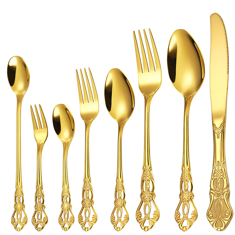 Capitol building-inspired gold plated stainless steel cutlery set