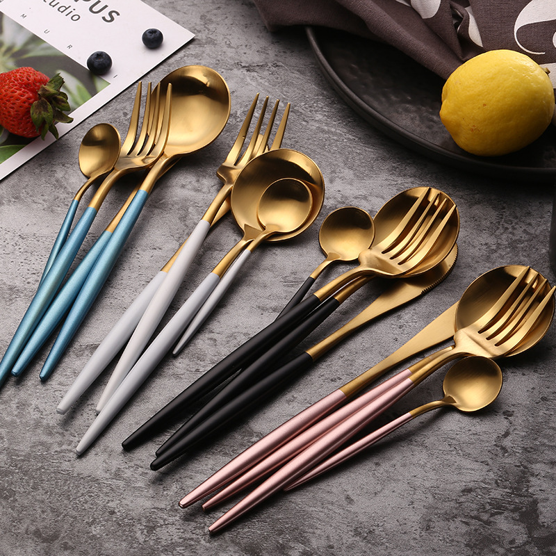 Capitol building-inspired gold plated stainless steel cutlery set