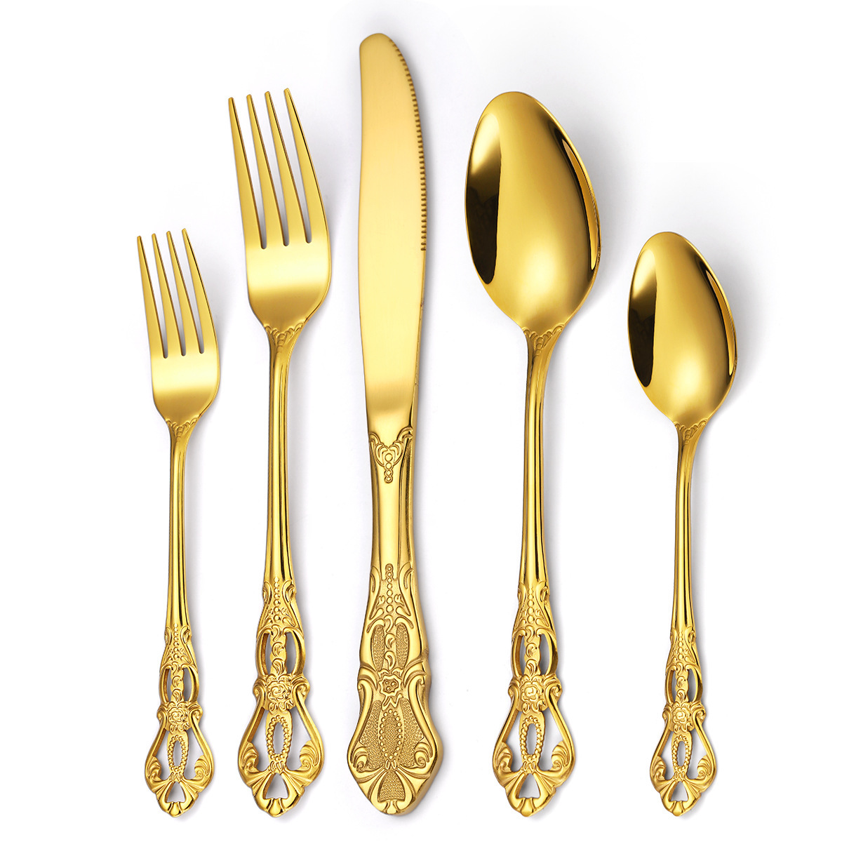 Capitol building-inspired gold plated stainless steel cutlery set