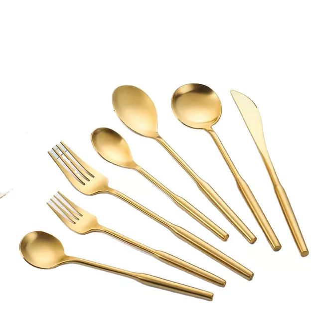 Capitol building-inspired gold plated stainless steel cutlery set