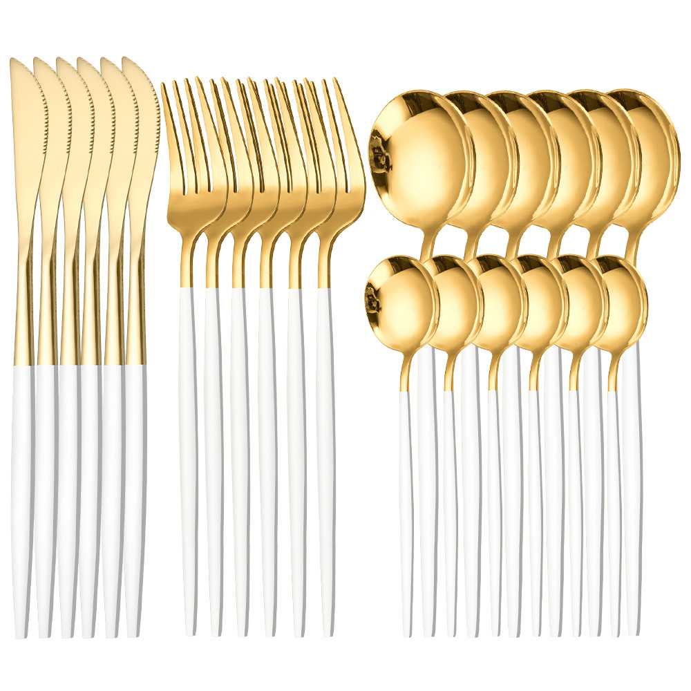 10-Piece Gold Plated Stainless Steel Flatware Set for Elegant Dining