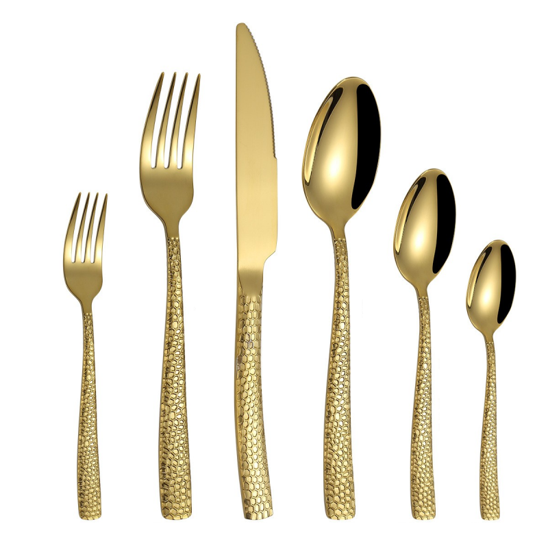 10-Piece Gold Plated Stainless Steel Flatware Set for Elegant Dining