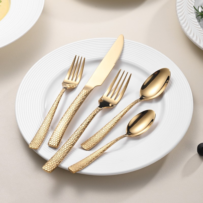 10-Piece Gold Plated Stainless Steel Flatware Set for Elegant Dining