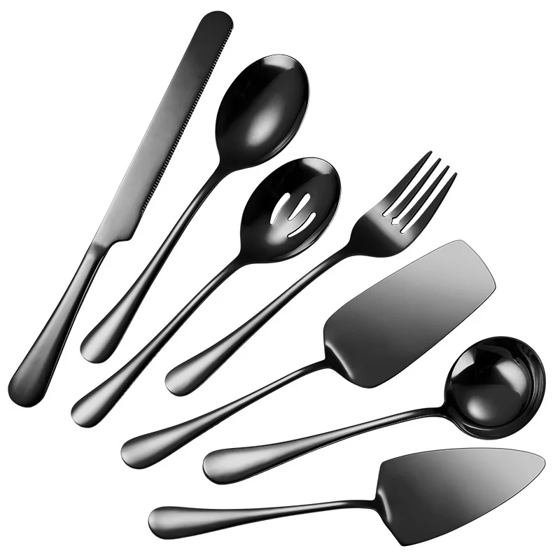 Matte Black Stainless Steel Cutlery Set for Restaurants