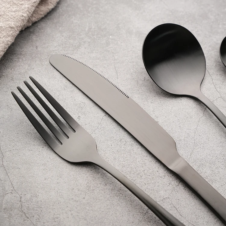 Matte Black Stainless Steel Cutlery Set for Restaurants