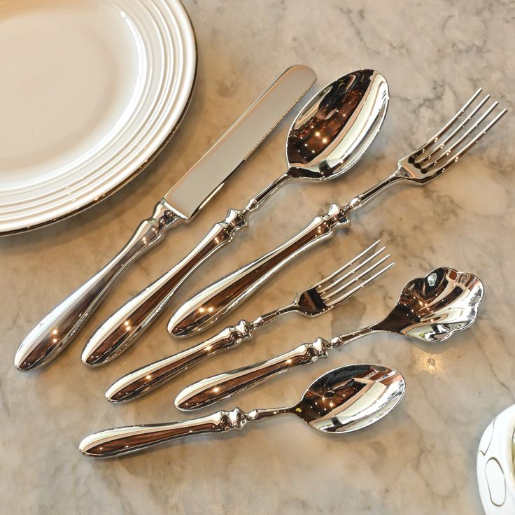 High-performance stainless steel flatware set with polished silver finish

