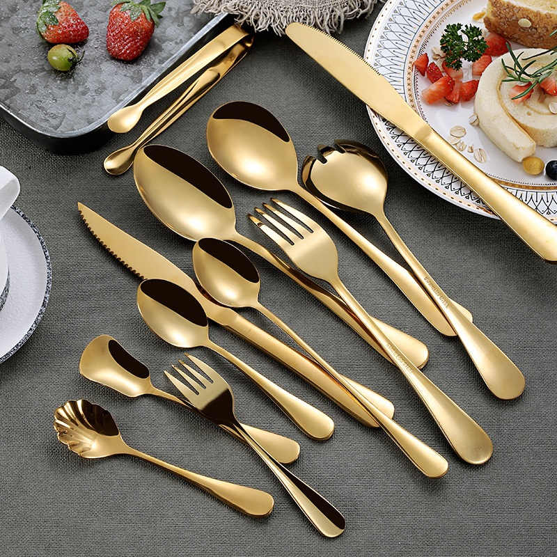 Elegant Gold Plated Stainless Steel Cutlery Set – Fork Knife Spoon