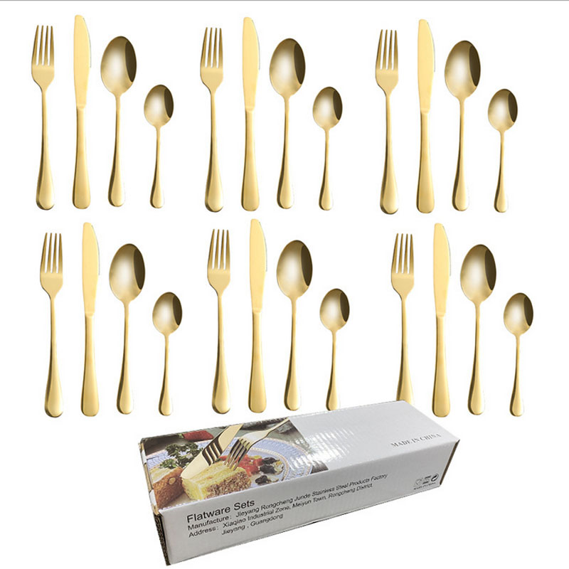 Elegant Gold Plated Stainless Steel Cutlery Set – Fork Knife Spoon