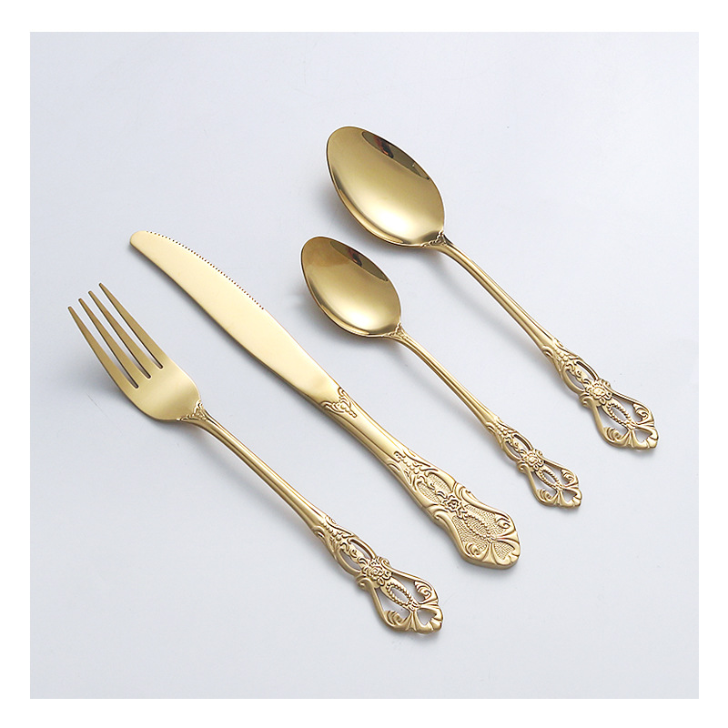 Elegant Gold Plated Stainless Steel Cutlery Set – Fork Knife Spoon