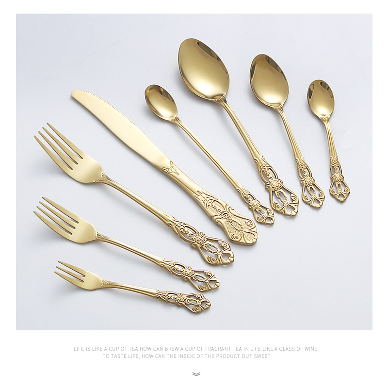 Elegant Gold Plated Stainless Steel Cutlery Set – Fork Knife Spoon