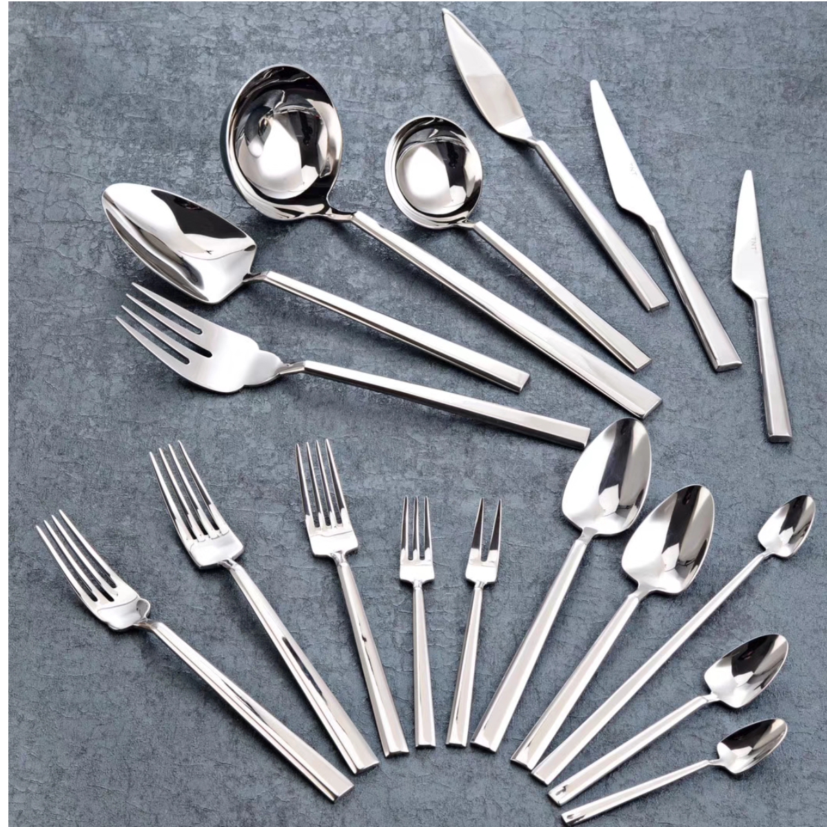 3-piece metal serving fork set Middle Eastern design stainless steel tableware

