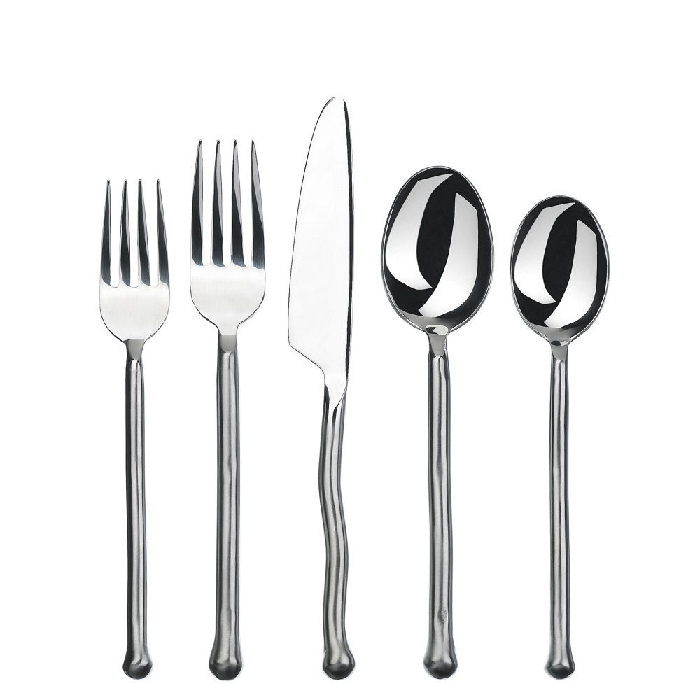 3-piece metal serving fork set Middle Eastern design stainless steel tableware

