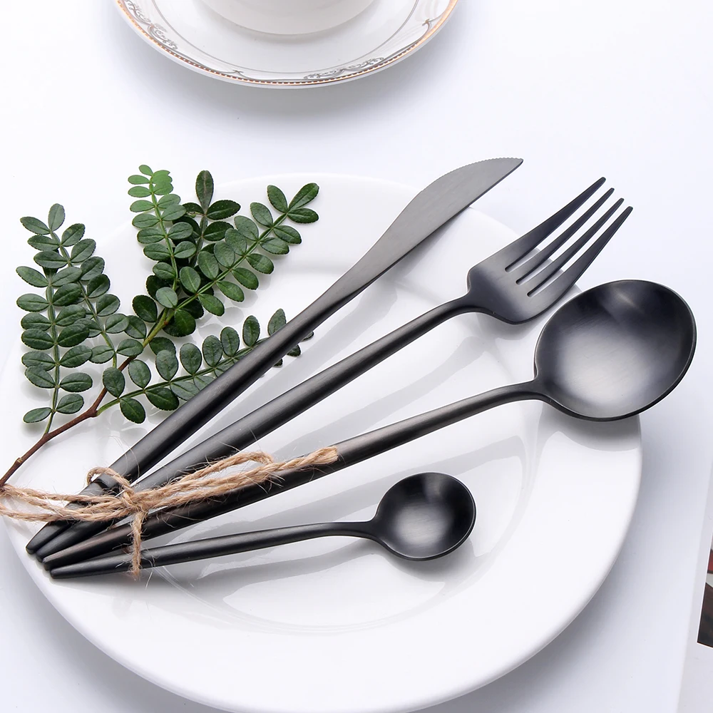Elegant Black Party Flatware Set – Stainless Steel Silverware