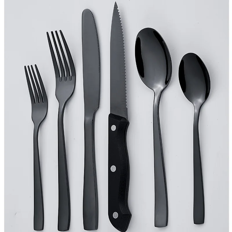 Elegant Black Party Flatware Set – Stainless Steel Silverware