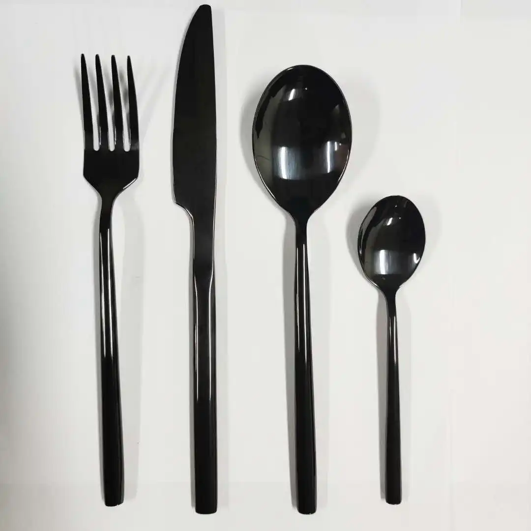 Matte Black Stainless Steel Flatware Set Spoon Fork Knife