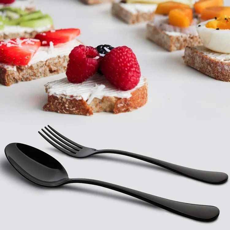 Matte Black Stainless Steel Flatware Set Spoon Fork Knife