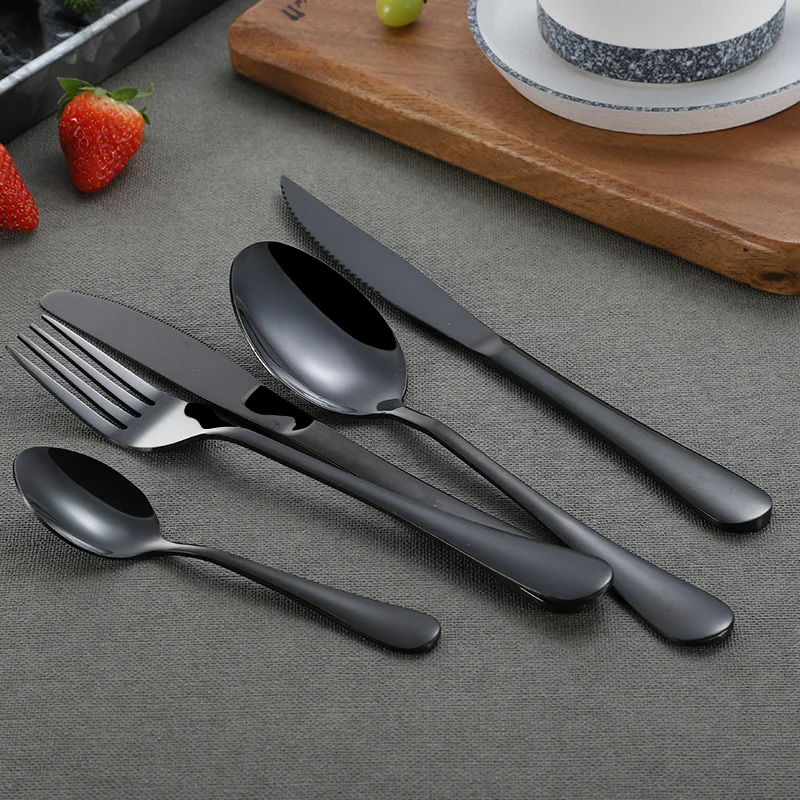 Wholesale Modern Black Spoon Fork Knife Cutlery Set