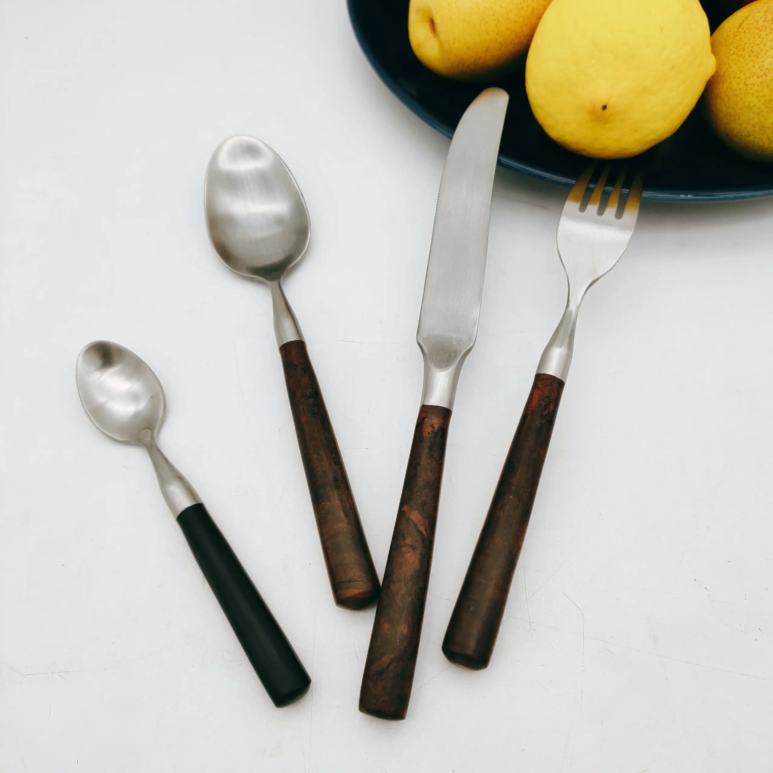 5pcs Black Stainless Steel Flatware Set Knife Fork Spoon