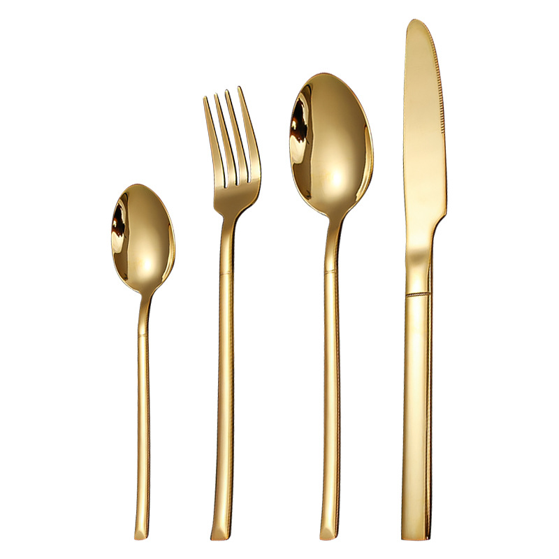 Modern stainless steel cutlery set with wooden handles for elegant dining

